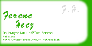 ferenc hecz business card